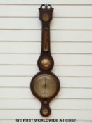 A Victorian banjo barometer with banded inlay and P Pedrene Bristol to dial