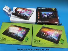 Three Go Tab tablet computers and one Arnova example