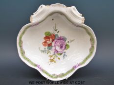 A 19thC Meissen shaped dish decorated with roses (width 22cm)