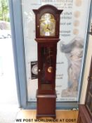 A 20thC grand daughter clock of earlier style, with three train chiming German movement,