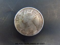 An 1853 Victorian Gothic florin MDCCCLIII,