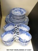 Eight Spode Italian plates and eight cups and saucers.