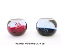 A pair of Caithness 'Frost and Fire' glass paperweights limited edition 126/150 both in original