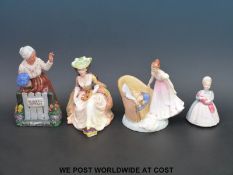 Four Royal Doulton figures, Beat You To It HN2871, Kathleen HN2933,
