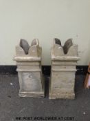 A pair of large crowned chimney pots/garden planters (height 79cm)