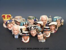 Fourteen small Royal Doulton character jugs including King Edward VII, Old Salt,