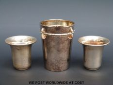 A German white metal beaker marked 835, height 7.