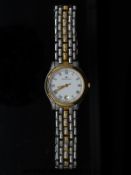 Maurice Lacroix ladies wristwatch with Roman numerals and date aperture, on two tone bracelet,
