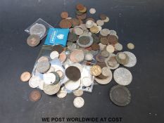 A quantity of Georgian and later coinage including cartwheel penny, crowns,