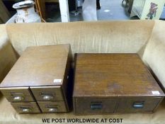 Two sets of wooden filing drawers