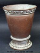 A 19thC bronze vase or possibly oriental brush pot, height 12.
