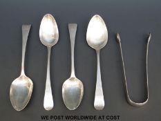 A quantity of Georgian hallmarked silver cutlery comprising four spoons,