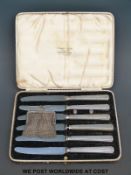 A cased set of of silver handled knives,