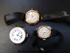A 14ct gold ladies wristwatch with an enamel face,