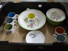 Susie Cooper cups and saucers decorated with fruit and seeds and a collection of Minton bird of