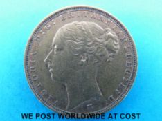 An 1887 gold full sovereign, Melbourne mint, young head,