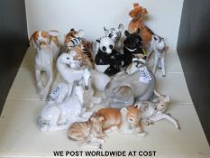 A collection of Lomonosov/USSR porcelain animal figures