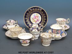 A small collection of Worcester/Flight Barr and Barr teacups and saucers