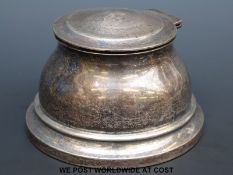 A hallmarked silver capstan inkwell, marks indistinct,
