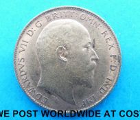 A 1908 Edward VII gold half sovereign.
