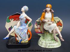 Two Kevin Francis Art Deco style figures; Tea with Clarice Cliff 875/2000 and Afternoon Tea,