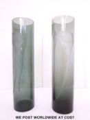 Two Murano style orange and blue glass vases with indistinct signatures and B.A.