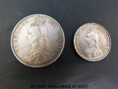 An 1891 near VF Jubilee head Victorian half crown,