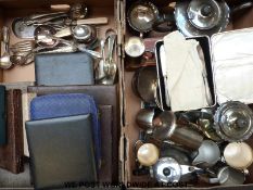 A quantity of silver plated ware including teaset,