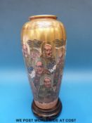 A Japanese Meiji period Satsuma vase decorated with warriors and immortals,