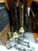 Brass mounted andirons,