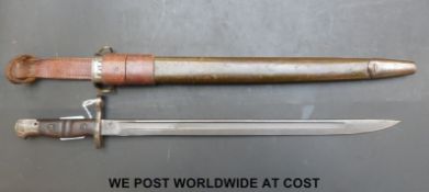 A British P13 bayonet, as taken up by the US, as the MI917 with added clearing hole to pommel,