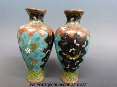 A pair of 19thC Chinese cloisonne vases (12cm tall)