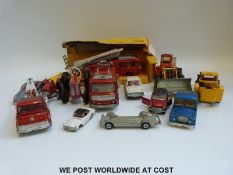 Over 10 Dinky Toys diecast model vehicles including ERF fire tender in original box