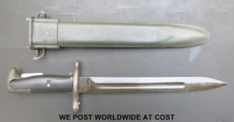 A 1942 US bayonet M-1942 E1 and scabbard (overall length 41cm)