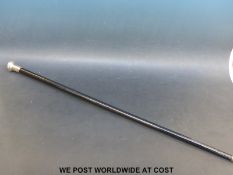 An ebonised and silver plated RAF walking stick