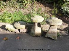 Four staddle stones with unusual domed and flattened top, formerly located in Great Bookham,