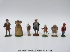 Seven Britains Madame Tussauds souvenir figures including Henry VIII and Elizabeth I