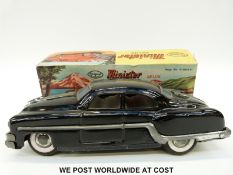 Minister Delux tin plate friction powered car with black body,
