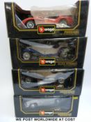 Four Burago 1:18 scale diecast model vehicles,