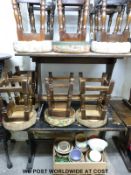 Two oak refectory pub tables and ten stools (tables H72 x L122 x D65cm)