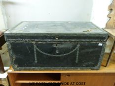 A vintage camphor wood studwork trunk (H47 x L104 x W54cm)