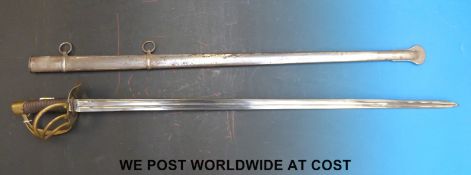 French Dragoon Trooper's Napoleonic sword, in metal scabbard,