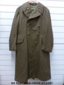 A khaki field greatcoat with buttons for the Royal Lincolnshire Regiment