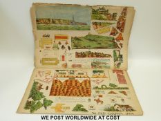 Five Edwardian cut out toys including a warship