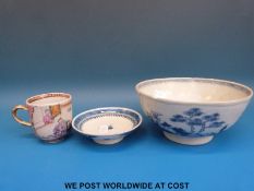 A Nanking Cargo blue and white bowl with Christie's lot label to the base,