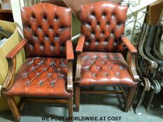 Two leather club chairs