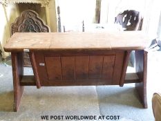 A vintage pine organist's church pew / stool (H65cm x L104cm x 31cm)