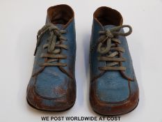 A pair of babies' / toddlers' leather shoes c1930, possibly made for dolls,