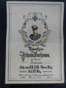 A German medal certificate awarded to Johan Bachmeier,