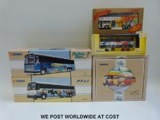 Five Corgi diecast model buses and bus sets,